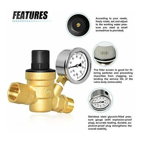 Meanlin Medida 3 4  Nh 0 160psi Regulador Presion Agua Para