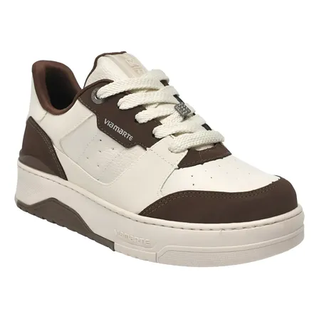 Tênis Casual Feminino Via Marte Moda Confortável Minimalista Marfim/dark Brown Liso 36.0 Br