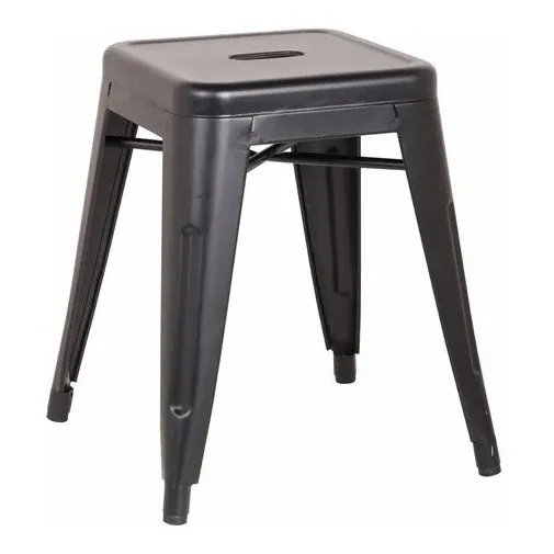 Taburete Tolix Bajo 45cm Color Negro Mate Excelente Calidad