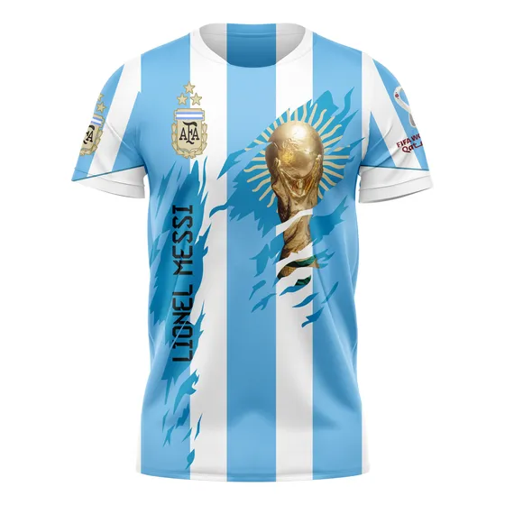 Camiseta Argentina Campeón 2022 Messi Copa Del Mundo