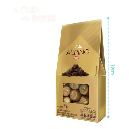 Bombom de Chocolate ao Leite Alpino caixa 195g e 15 unidades 13g Nestlé