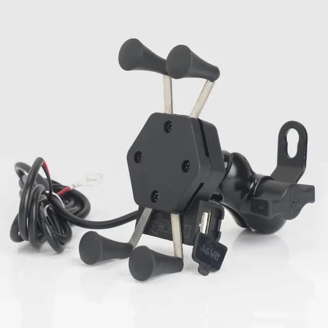 Porta Celular Soporte Moto Carga Usb Retrovisor Ajustable
