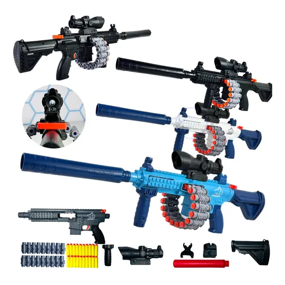 Brinquedo Metralhadora Rifle M16 Nerf Com Silenciador E Mira