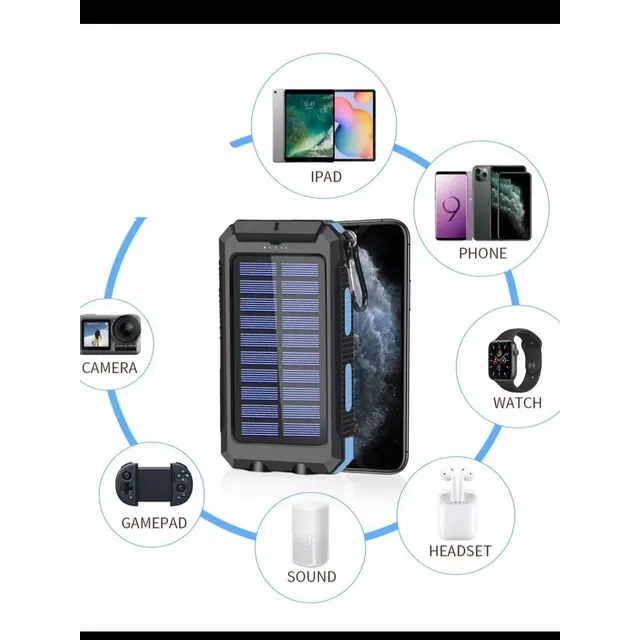 Cargador Power Bank Panel Solar 20000mah A Prueba De Agua