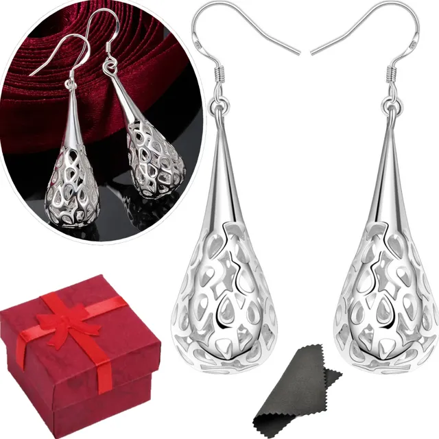 Aros Pendientes Hojas De Pluma Piedra Turquesa Mujer Joyas