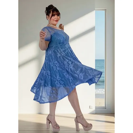 Vestido Encaje Semi Elastizado Fiesta Talles Super Grandes