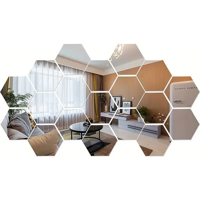 Vinilos Adhesivos Set De 12 Espejos Decorativos Hexagonales 