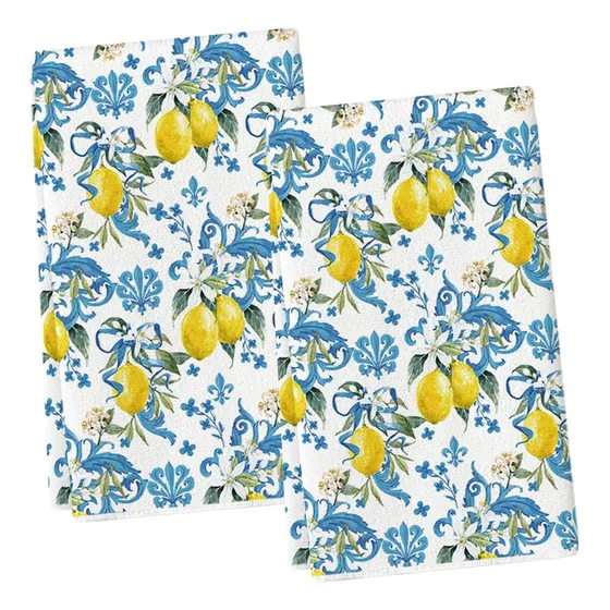 Artoid Mode Juego 2 Toalla Cocina Verano Flor Azul Limon 18