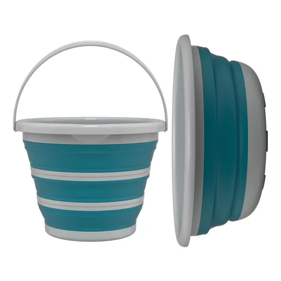 Kit Balde 10 L Bacia 8 L Retrátil Dobrável Verde Flash Limp