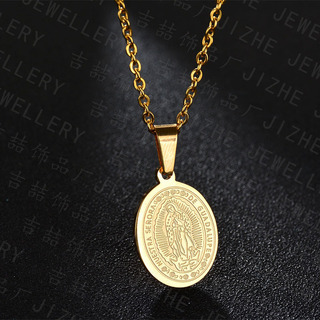 Collar Con Colgante Mary Medal De Acero Inoxidable Para Muje Collar Con Colgante Mary Medal De Acero Inoxidable Para Muje