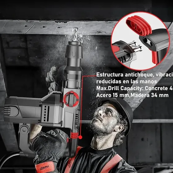 Rotomartillo Cincelador Perforador Sds Con Accesorios Negro 50hz