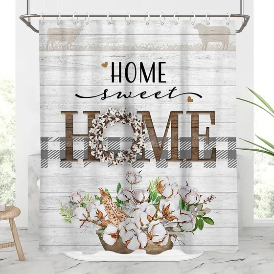 Aatter Cortina Ducha Para Casa Rural Color Negro Blanco Gris
