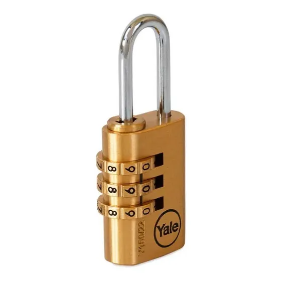 Candado De Clave Combinación Con 3 Diales De 22mm Marca Yale Color Dorado