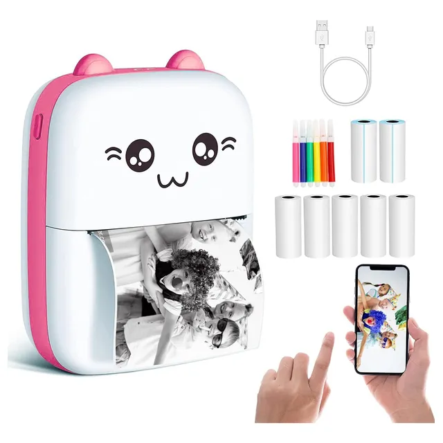 Mini Impresora Térmica + Rollos Autoadhesivo De Obsequios