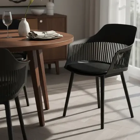 Cadeira Mena Marcela Design Moderno Estofada Para Cozinha Preto