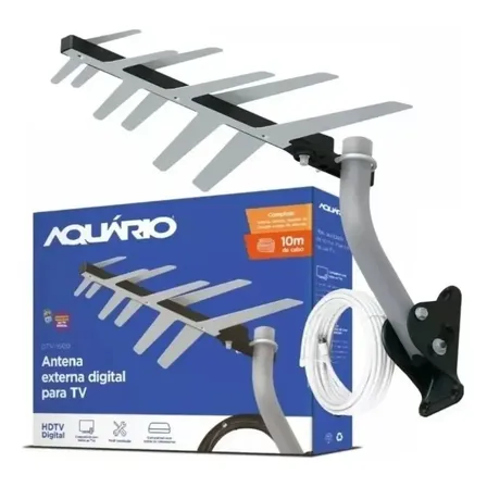 Kit Antena Externa Digital Aquário Dtv-1500 + Acessórios