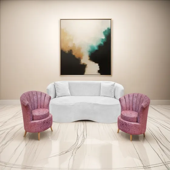 Sala Romana Blanca Y Palo De Rosa Poliester 