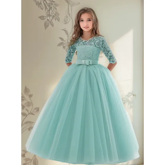 Vestido De Niña Brianna - Verde Agua