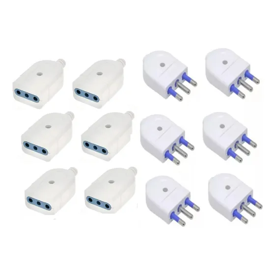Pack 12 Enchufe Volante  6  Hembra Y 6 Macho  2p+t 10a 250v