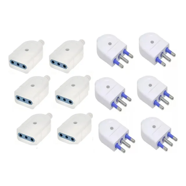 Pack 12 Enchufe Volante  6  Hembra Y 6 Macho  2p+t 10a 250v