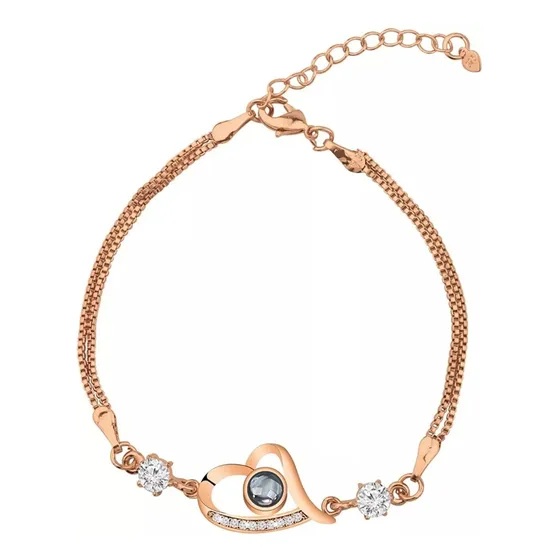 Pulsera Te Amo 100 Idiomas Delicada Corazón Enchapado Oro