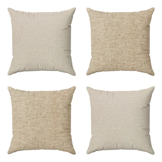 Kit Capas De Almofadas Premium 50x50 Decoração P/ Sofá Cama Cor Bege Lisa Bege Cru