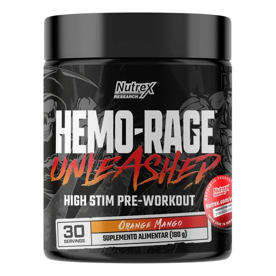 Pre Treino Hemo-rage 30 Doses Ultra Concentrado Nutrex Laranja e Manga