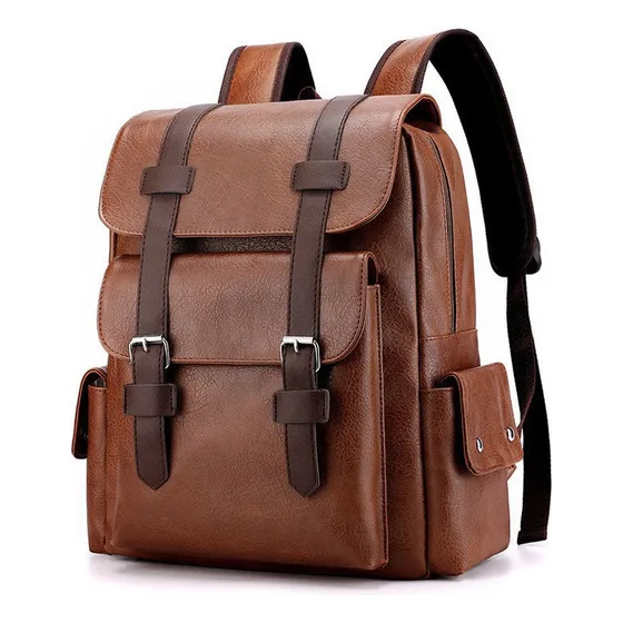 . Mochila Impermeable Antirrobo De Cuero For Hombre