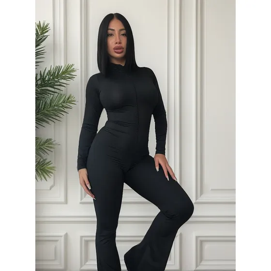 Catsuit Mono Oxford Largo C/cierre Y Mangas Largas, Lycra Negro M (38-40)