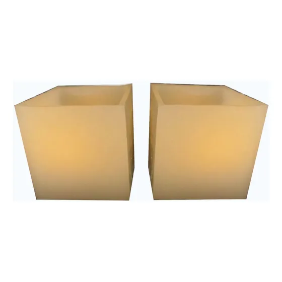 2 Luminárias Em Parafina 8x8x8cm + 2 Velas De Led Decoração 
