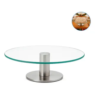 Bailarina Bolo Vidro 30cm Suporte Prato 360° Inox Giratorio