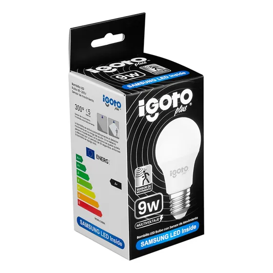 Bombillo Led Bulbo 9w 6500k Luz Fria E27 Con Sensor