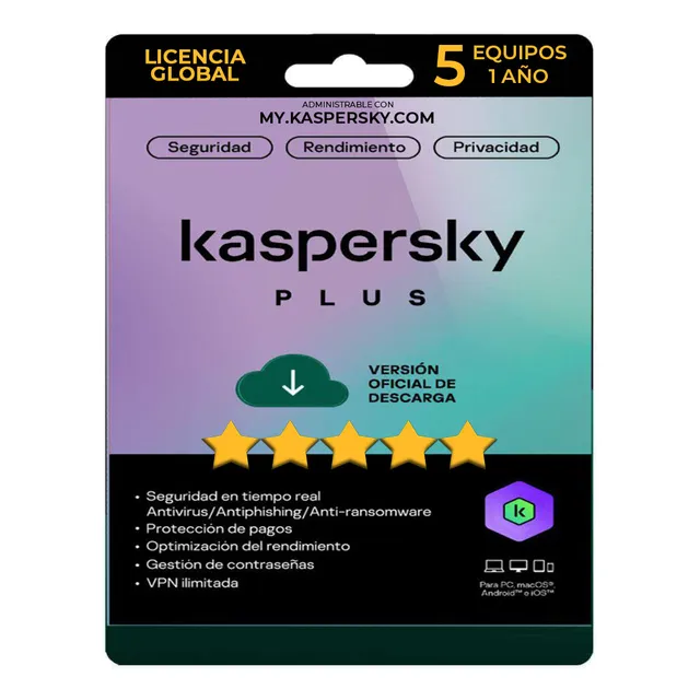 Kaspersky Plus 5 Pc - 1 Año - Digital Esd Original