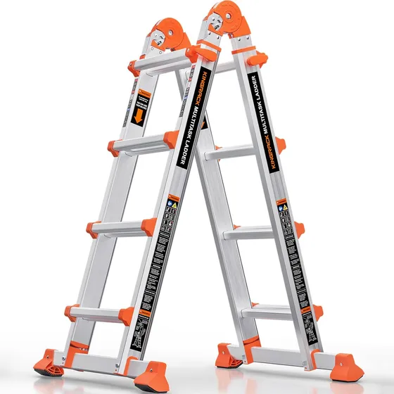 Escalera Extensible De 4 Escalones Antideslizante De Alumini
