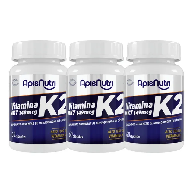 Vitamina K2 Mk7 149mcg Apisnutri  - Kit Com 3 Unidade