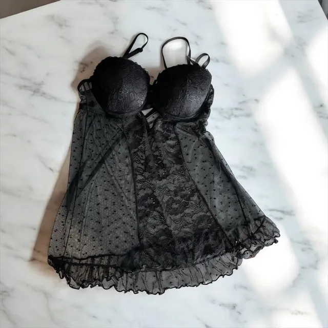 Babydoll Transparente Push Up Con Copa Y Encajes L