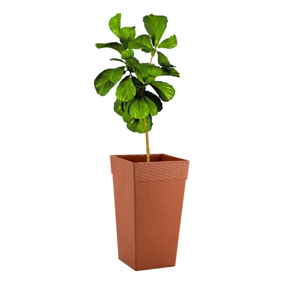 05 Vaso Rattan Grande Flores E Plantas 28l, 17,5l 10l Marrom