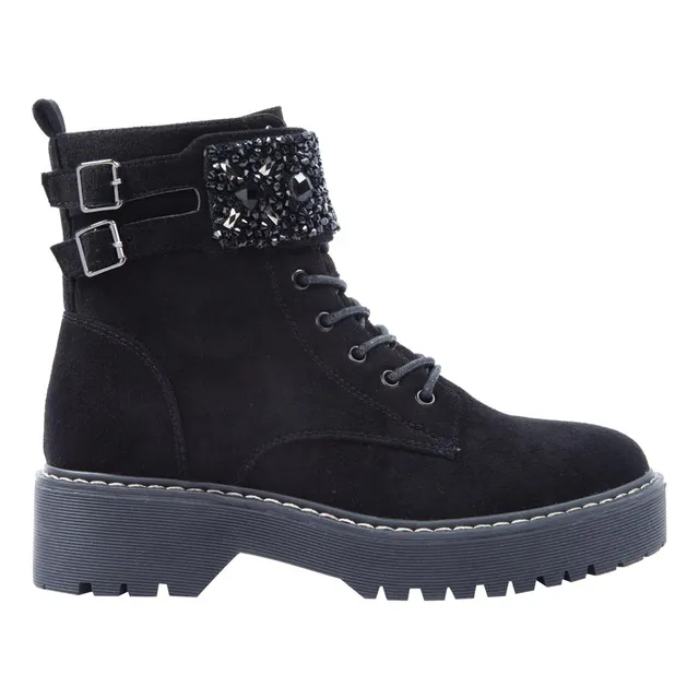 Bota Militar Ante Pedreria Track Goodyear Negro Mujer 3275