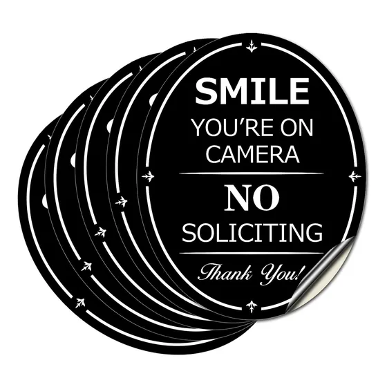 No Solicitando Sign Sticker Para Puerta Casa 5 Señal Smile X