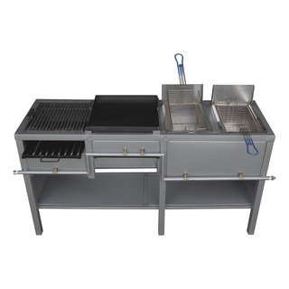 Estufa Multiple Con Asador Plancha Y Freidora Doble Soluchef Estufa Multiple Con Asador Plancha Y Freidora Doble Soluchef