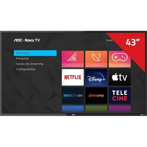 Smart Tv Aoc 43 Portátil Wifi Hdmi Usb Led Roku Full Hd