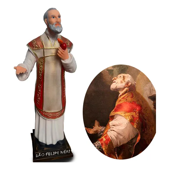 Estatua Imagem Do Santo São Felipe Neri 15 Cm Resina