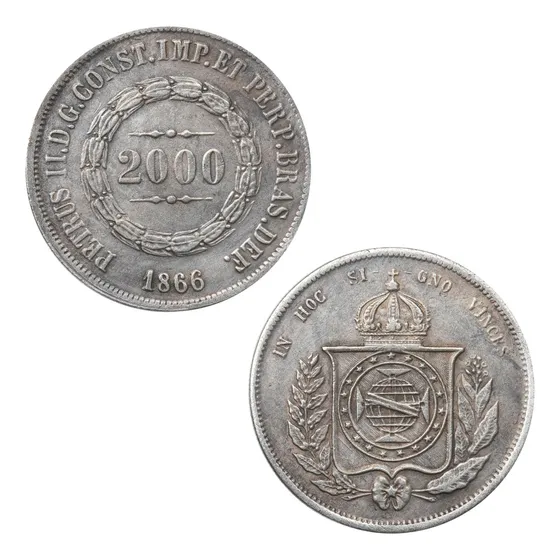 Moeda 2000 Réis 1866 - 36,6mm - Cópia