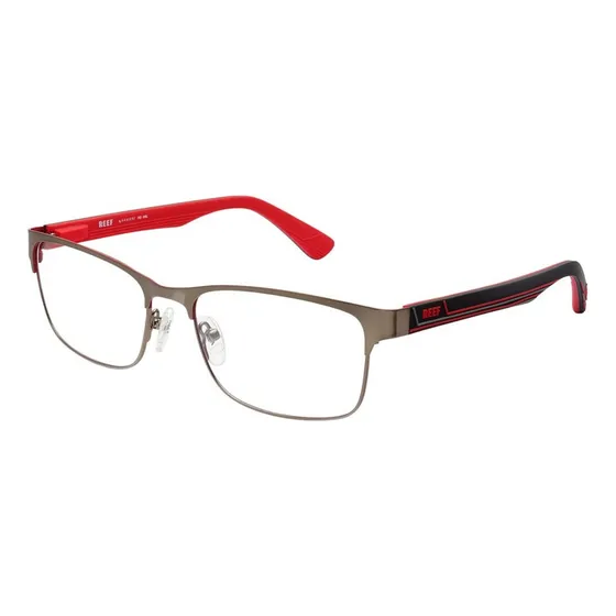 Anteojos Reef Armazón De Receta 5161 Moderno Lentes Óptica Color C01 - Gris Mate Con Patillas Negras Con Detalles En Rojo/gris