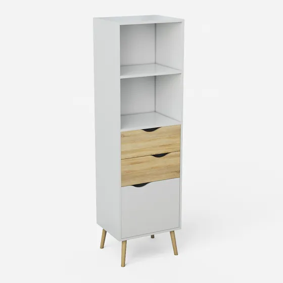Estante Librero Top Living Gotemburgo Nórdico Con Cajones Color Blanco