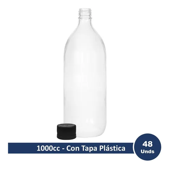 Botella De Vidrio Vinagrero 1000cc Con Tapa Plástica