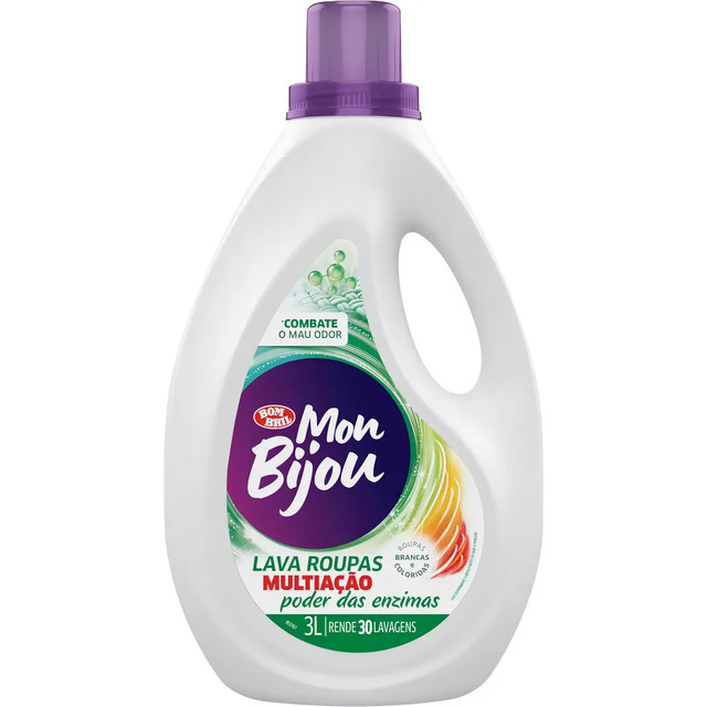 Lava Roupa Branca Colorida Enzimas Mon Bijou 3l