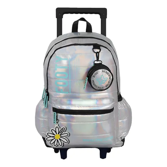 Mochila Footy 18 Pulgadas F6033-plat/pl/cuo Color Plata Diseño de la tela Margarita