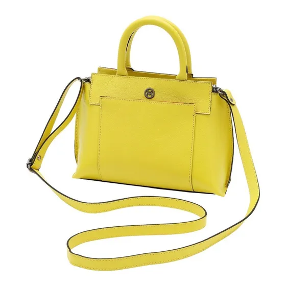 Bolsa De Couro Bovino Feminina Transversal Mariart Mini Rubi Cor Citrus