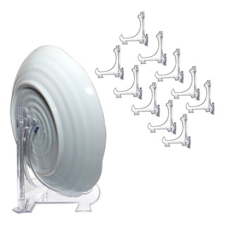 Kit 10 Suporte P/ Pratos AcrĂlico Transparente 17,5cm Kit 10 Suporte P/ Pratos AcrĂlico Transparente 17,5cm
